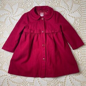 Vintage Y2K Gymboree Outlet Baby Girl 2T-3T Crimson Wool Pea Coat